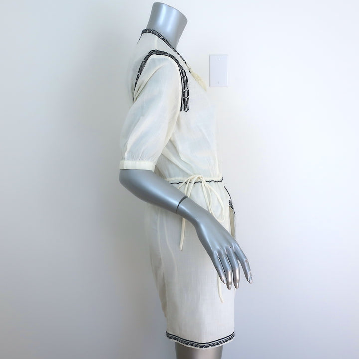 Isabel Marant Etoile Rebel Embroidered Mini Dress Ivory Cotton Size 34