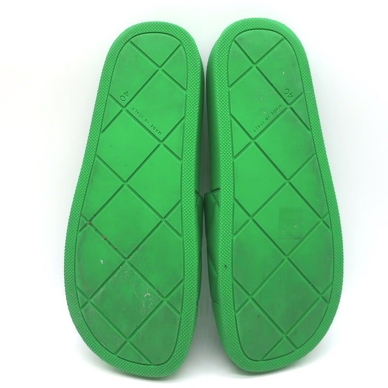 Bottega Veneta The Slider Quilted Rubber Pool Slide Sandals Grass Green Size 40