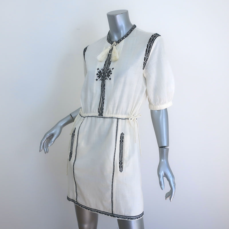 Isabel Marant Etoile Rebel Embroidered Mini Dress Ivory Cotton Size 34