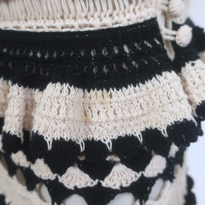 Zimmermann Anneke Ruffled Crochet Midi Skirt Black &amp; Cream Cotton Size 1