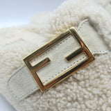 Fendi Feel Shearling Mules Cream Size 40