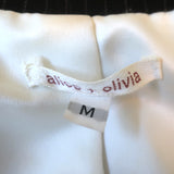 Alice + Olivia Leather-Trimmed Pinstripe Velvet Blazer Jacket Brown Size Medium