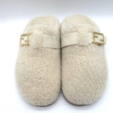 Fendi Feel Shearling Mules Cream Size 40