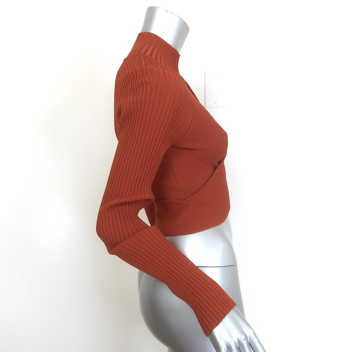 Jonathan Simkhai Camila Cutout Turtleneck Top Terracotta Ribbed Knit Size Small