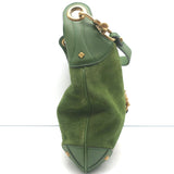 Gucci Jackie Nailhead Hobo Green Suede and GG Canvas Small Shoulder Bag