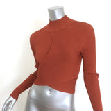 Jonathan Simkhai Camila Cutout Turtleneck Top Terracotta Ribbed Knit Size Small