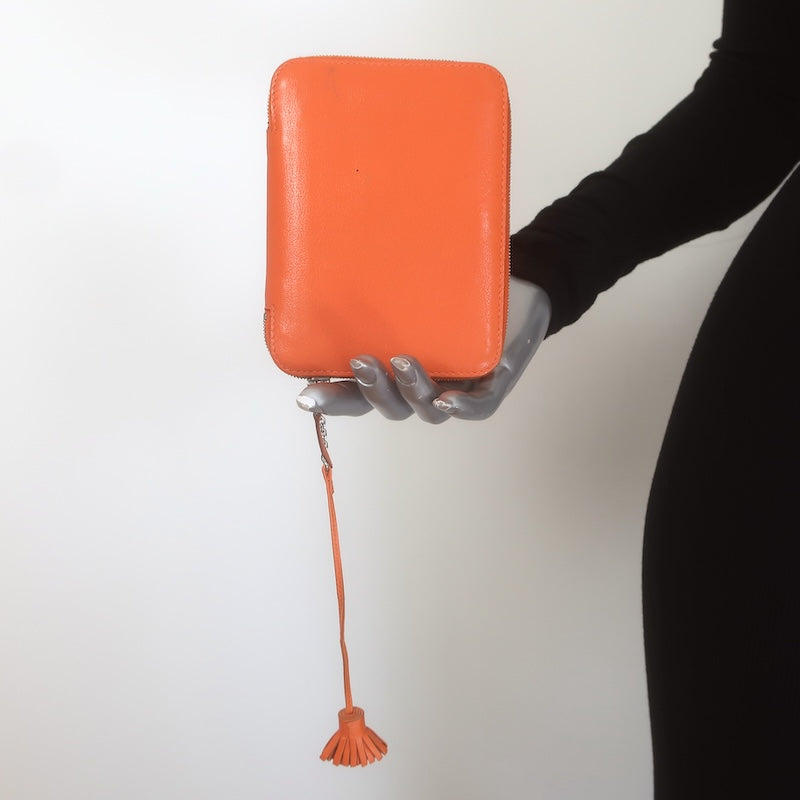 Hermes 2001 Globe Trotter Agenda Cover Orange Swift Leather Palladium Hardware