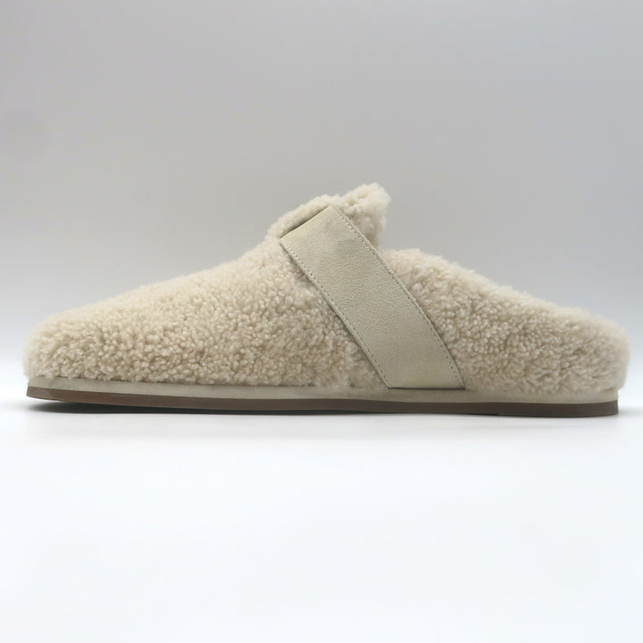Fendi Feel Shearling Mules Cream Size 40
