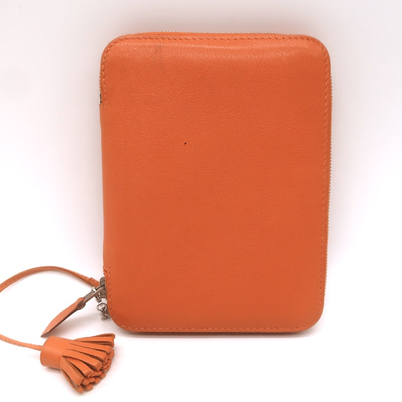 Hermes 2001 Globe Trotter Agenda Cover Orange Swift Leather Palladium Hardware