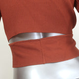 Jonathan Simkhai Camila Cutout Turtleneck Top Terracotta Ribbed Knit Size Small