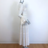 Saint Laurent broderie anglaise bell-sleeve cream georgette dress, authentic pre-owned luxury piece