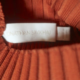Jonathan Simkhai Camila Cutout Turtleneck Top Terracotta Ribbed Knit Size Small