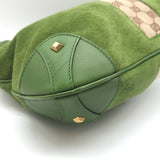 Gucci Jackie Nailhead Hobo Green Suede and GG Canvas Small Shoulder Bag