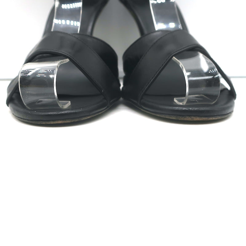Alexander Wang Crisscross Sandals Black Leather Size 38 Ankle Strap Heels
