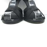 Alexander Wang Crisscross Sandals Black Leather Size 38 Ankle Strap Heels
