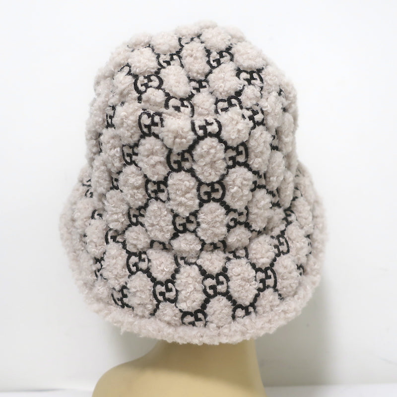 Gucci GG Curly Eco Fur Hat with Ear Flaps Cream Size Medium