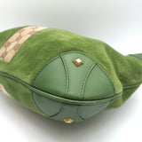 Gucci Jackie Nailhead Hobo Green Suede and GG Canvas Small Shoulder Bag