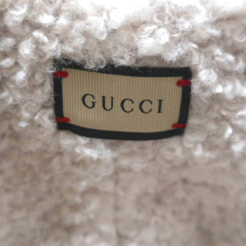 Gucci GG Curly Eco Fur Hat with Ear Flaps Cream Size Medium