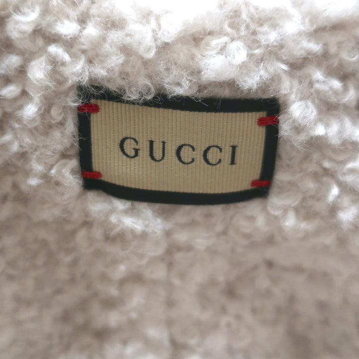 Gucci GG Curly Eco Fur Hat with Ear Flaps Cream Size Medium