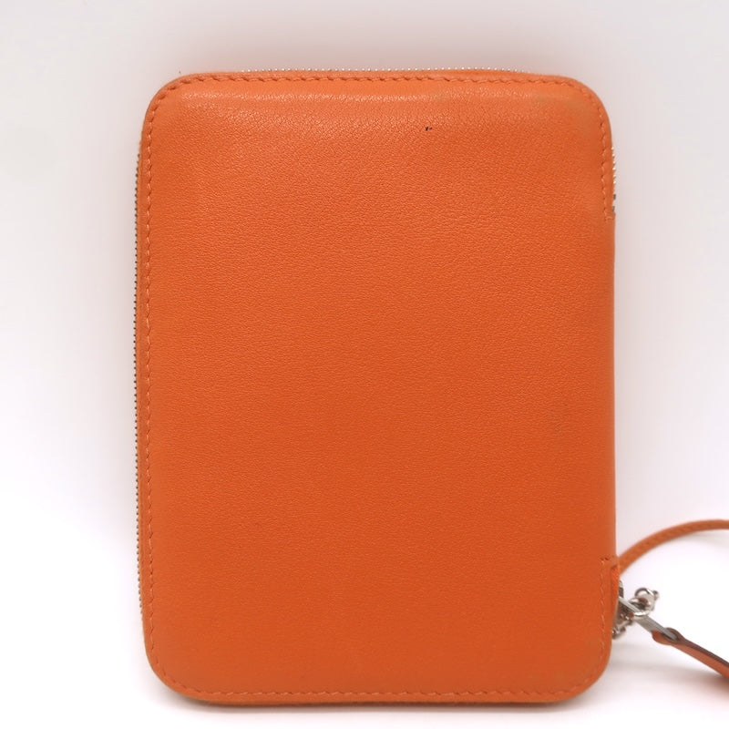 Hermes 2001 Globe Trotter Agenda Cover Orange Swift Leather Palladium Hardware