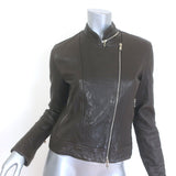 L'Agence Devon Leather Moto Jacket Dark Brown Size 4