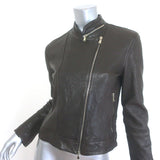 L'Agence Devon Leather Moto Jacket Dark Brown Size 4