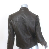 L'Agence Devon Leather Moto Jacket Dark Brown Size 4