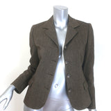 Ralph Lauren Collection Herringbone Tweed Blazer Brown Wool Size 8