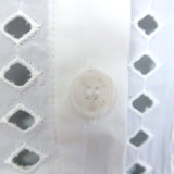 Authentic Alberta Ferretti Broderie Anglaise midi shirt dress in white cotton, gently pre-owned, size US 6