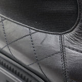 Chanel 26C Patent Cap Toe Quilted Leather Chelsea Boots Black Size 41