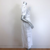 Alberta Ferretti broderie anglaise midi shirt dress in white cotton, gently pre-owned, size US 6, authentic luxury piece