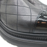 Chanel 26C Patent Cap Toe Quilted Leather Chelsea Boots Black Size 41