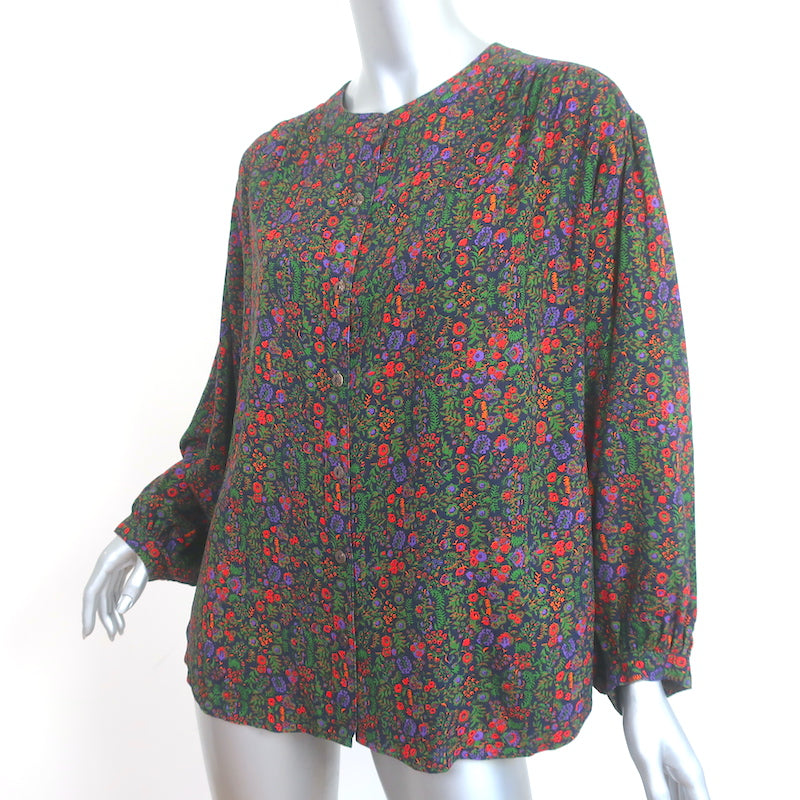 Xirena Charley Shirt Floral Print Rayon Size Medium Long Sleeve Top