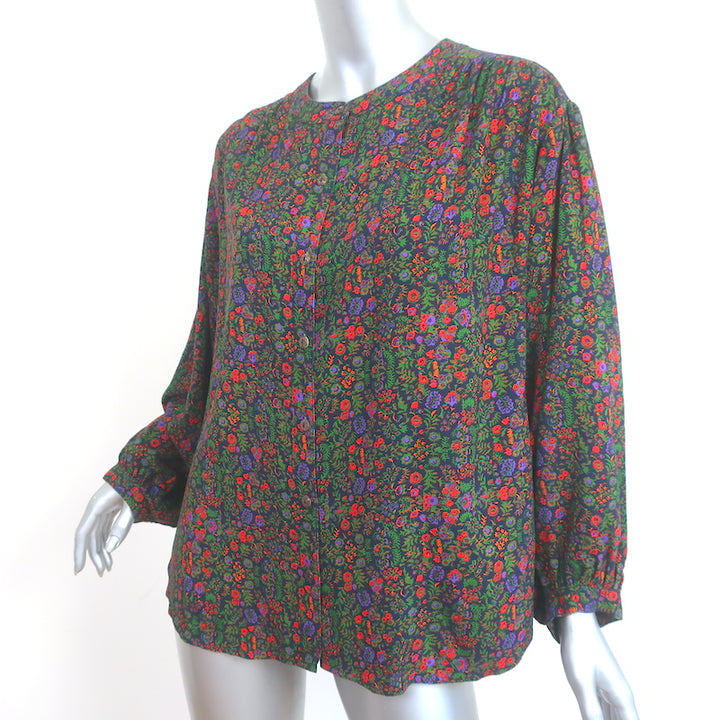 Xirena Charley Shirt Floral Print Rayon Size Medium Long Sleeve Top
