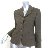 Ralph Lauren Collection Herringbone Tweed Blazer Brown Wool Size 8