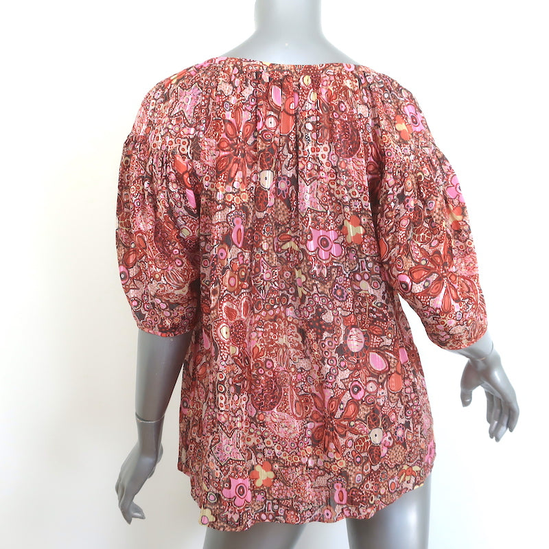 A.L.C Julianna Blouse Pink Floral Print Cotton-Silk Size 4 Short Sleeve Top