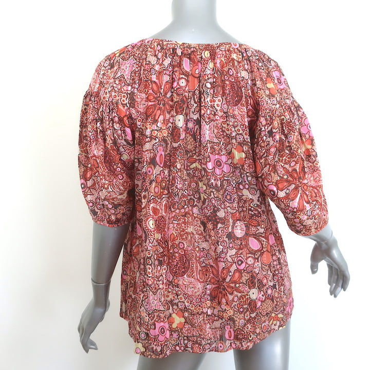 A.L.C Julianna Blouse Pink Floral Print Cotton-Silk Size 4 Short Sleeve Top