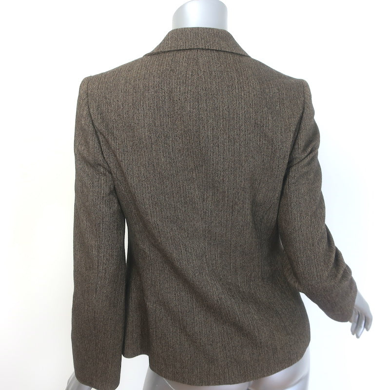 Ralph Lauren Collection Herringbone Tweed Blazer Brown Wool Size 8