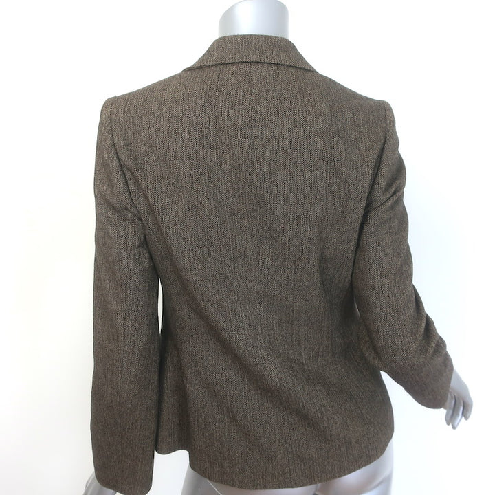 Ralph Lauren Collection Herringbone Tweed Blazer Brown Wool Size 8