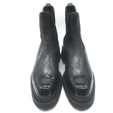 Chanel 26C Patent Cap Toe Quilted Leather Chelsea Boots Black Size 41