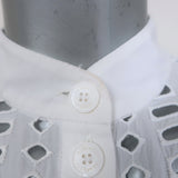 Authentic Alberta Ferretti broderie anglaise midi shirt dress in white cotton, gently pre-owned luxury piece