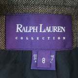 Ralph Lauren Collection Herringbone Tweed Blazer Brown Wool Size 8