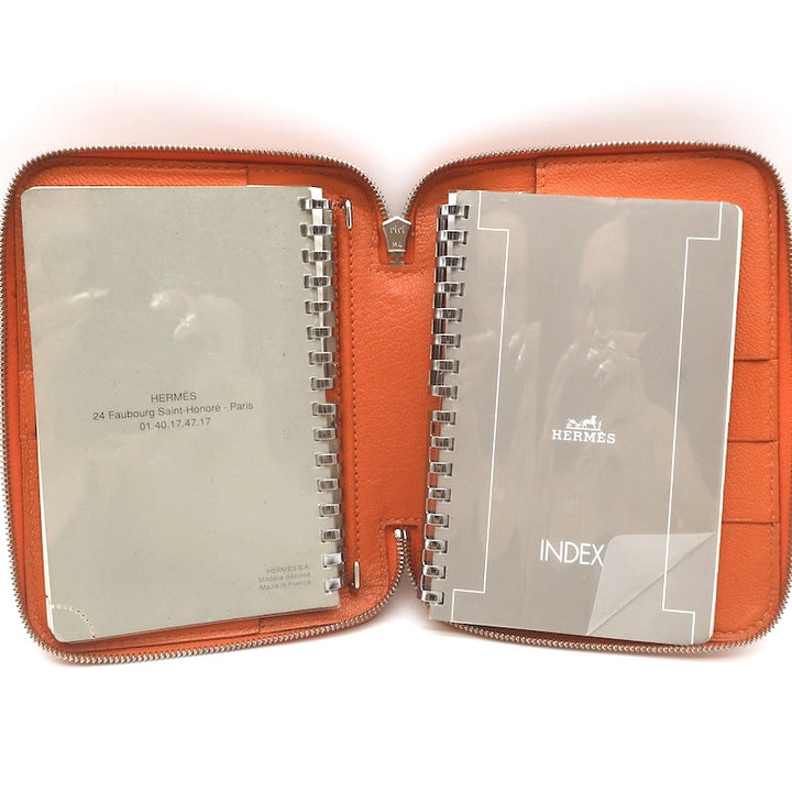 Hermes 2001 Globe Trotter Agenda Cover Orange Swift Leather Palladium Hardware