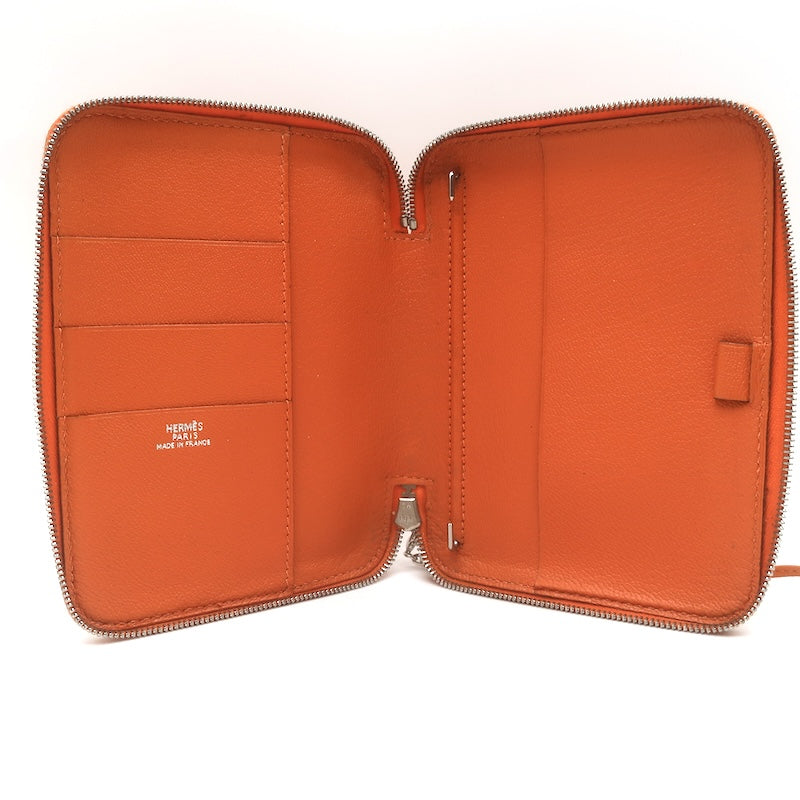 Hermes 2001 Globe Trotter Agenda Cover Orange Swift Leather Palladium Hardware