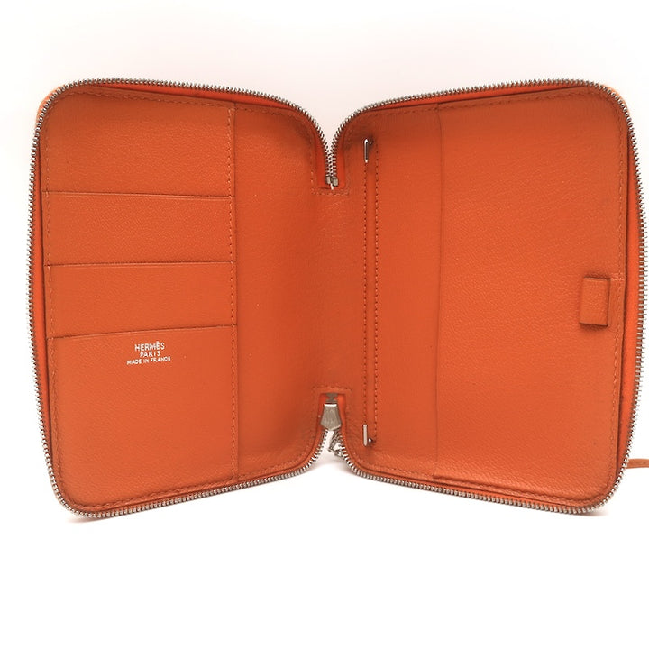 Hermes 2001 Globe Trotter Agenda Cover Orange Swift Leather Palladium Hardware