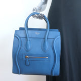 Celine Mini Luggage Tote Blue Drummed Leather