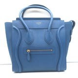 Celine Mini Luggage Tote Blue Drummed Leather