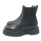 Chanel 26C Patent Cap Toe Quilted Leather Chelsea Boots Black Size 41