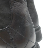 Chanel 26C Patent Cap Toe Quilted Leather Chelsea Boots Black Size 41