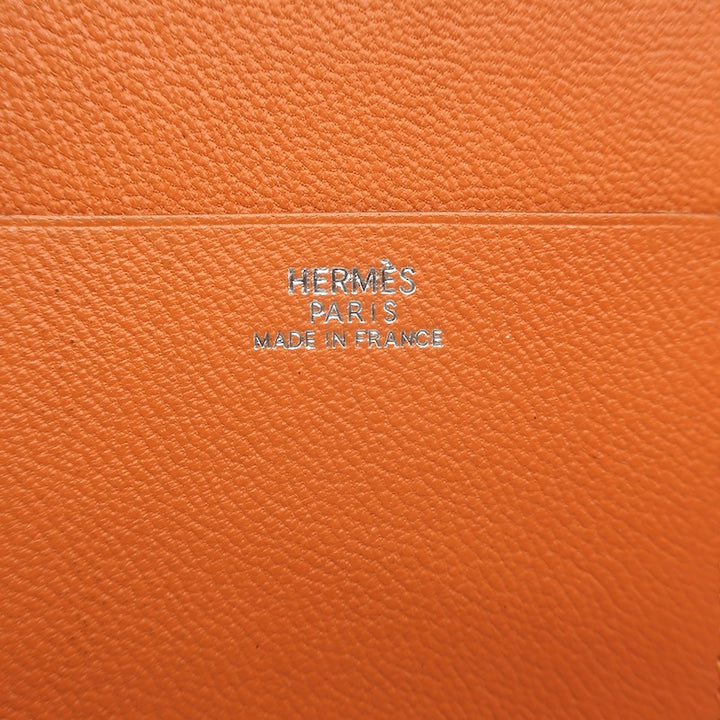 Hermes 2001 Globe Trotter Agenda Cover Orange Swift Leather Palladium Hardware
